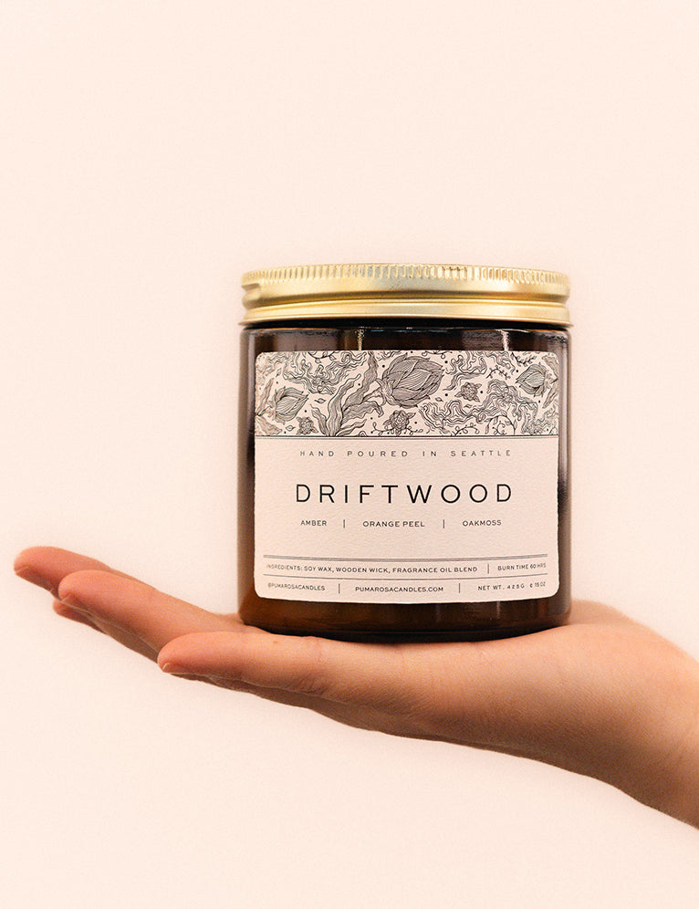 Driftwood 100% Soy Wax with Wood Wick candle, House Warming Gift From the PNW